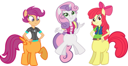 Size: 1213x626 | Tagged: safe, artist:205tob, apple bloom, scootaloo, sweetie belle, centaur, earth pony, human, pegasus, pony, unicorn, taur, equestria girls, g4, alternate clothes, alternate hairstyle, apple bloom's bow, bow, centaurbelle, centaurbloom, centaurloo, cute, cutealoo, cutie mark crusaders, female, grin, hair bow, humanized, jumping, simple background, smiling, species swap, spread wings, transparent background, trio, wings