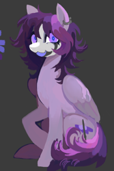 Size: 408x609 | Tagged: safe, artist:clowncarpal, oc, oc only, oc:inky quills, pegasus, pony, clown makeup, ear piercing, gray background, juggalo, male, piercing, simple background, sitting, solo, stallion