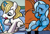 Size: 812x555 | Tagged: safe, edit, idw, prince blueblood, trixie, pony, unicorn, friendship is magic #40, g4, my little pony: deviations, my little pony: friendship is magic (idw), colt, colt blueblood, cropped, cute, diatrixes, female, filly, filly trixie, foal, magic, magic aura, male, parchment, quill, ship:bluetrix, shipping, shipping domino, sitting, snickering, straight, younger