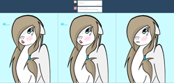 Size: 3844x1850 | Tagged: safe, artist:mayiamaru, oc, oc only, oc:mayia, pegasus, pony, ask mayia, blue background, blushing, cyan background, female, mare, simple background, solo