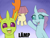 Size: 3000x2288 | Tagged: safe, artist:heretichesh, ocellus, thorax, oc, oc:lampshade, changedling, changeling, pony, g4, behaving like a moth, bugs doing bug things, cute, diaocelles, foal, gradient background, hat, high res, king thorax, lampshade, lampshade hat, lämp, meme, ocbetes, pointing, talking to viewer, thorabetes, tongue out, trio, wojak