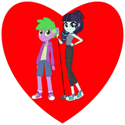 Size: 800x800 | Tagged: safe, artist:jhayarr23, artist:thecheeseburger, edit, coloratura, spike, human, equestria girls, g4, duo, female, heart, human spike, humanized, male, rara, ship:raraspike, shipping, shipping heart, smiling, straight