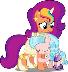 Size: 8561x9069 | Tagged: safe, artist:atomicmillennial, cozy glow, sunny starscout, alicorn, pegasus, pony, g4, g5, a better ending for cozy, absurd resolution, clothes, cozylove, dress, duo, ear piercing, earring, female, filly, foal, g5 to g4, generation leap, hairband, harsher in hindsight, headcanon, heartwarming in hindsight, high heels, jewelry, mama sunny, mane stripe sunny, mare, piercing, race swap, shoes, simple background, story included, sunnycorn, transparent background, vector, what if