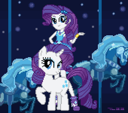 Size: 850x750 | Tagged: safe, artist:gonicfanfic, rarity, unicorn, equestria girls, g4, pixel art, self paradox, self ponidox