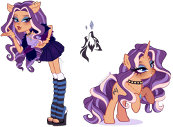 Size: 3065x2258 | Tagged: safe, artist:gihhbloonde, oc, oc only, human, pony, unicorn, equestria girls, g4, adoptable, blowing a kiss, boots, bracelet, choker, clothes, crossover fusion, ear piercing, earring, equestria girls-ified, eyebrows, eyeshadow, fangs, female, fur coat, fusion, fusion:clawdeen wolf, fusion:rarity, hand on hip, high res, jewelry, leaning, leaning forward, leg fluff, lidded eyes, lightly watermarked, lipstick, long mane, long tail, looking at you, makeup, mare, monster high, nail polish, necklace, piercing, raised eyebrow, rearing, shoes, short shirt, simple background, skirt, smiling, stockings, tail, thigh highs, toeless legwear, toeless stockings, transparent background, watermark