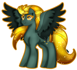 Size: 2087x1906 | Tagged: safe, artist:dazzlingmimi, lightning dust, pegasus, pony, g4, female, mare, nightmare lightning dust, simple background, smiling, solo, spread wings, transparent background, wings