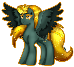 Size: 2087x1906 | Tagged: safe, artist:dazzlingmimi, lightning dust, pegasus, pony, g4, female, mare, nightmare lightning dust, nightmarified, simple background, smiling, solo, spread wings, transparent background, wings