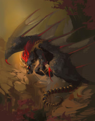 Size: 1876x2378 | Tagged: safe, artist:kaikamoi, oc, oc only, dracony, dragon, hybrid, pony, flying, solo