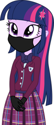 Size: 2328x5400 | Tagged: safe, artist:alandssparkle, artist:brokenadam, edit, twilight sparkle, alicorn, human, equestria girls, g4, my little pony equestria girls: friendship games, bowtie, clothes, coronavirus, covid-19, cropped, crystal prep academy, crystal prep academy students, crystal prep academy uniform, crystal prep shadowbolts, face mask, female, gloves, humanized, looking at you, mask, pleated skirt, school uniform, simple background, skirt, solo, transparent background, twilight sparkle (alicorn)