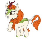 Size: 2490x2301 | Tagged: safe, artist:maonyman, derpibooru exclusive, autumn blaze, kirin, g4, cloven hooves, female, high res, hoof on chest, mare, raised hoof, simple background, smiling, solo, white background