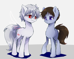 Size: 2351x1904 | Tagged: safe, artist:namaenonaipony, earth pony, pony, unicorn, crossover, kaworu nagisa, male, neon genesis evangelion, ponified, shinji ikari