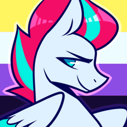 Size: 640x640 | Tagged: safe, artist:kenny, zipp storm, pegasus, pony, g5, icon, nonbinary, nonbinary pride flag, pride, pride flag, solo