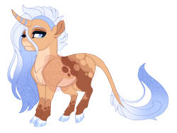 Size: 3600x2700 | Tagged: safe, artist:gigason, oc, oc only, oc:chamomile, pony, unicorn, blue eyes, closed mouth, coat markings, colored hooves, curved horn, dappled, facial markings, gradient hooves, gradient mane, gradient tail, high res, hoof polish, horn, leonine tail, lidded eyes, magical lesbian spawn, male, mealy mouth (coat marking), obtrusive watermark, offspring, one eye closed, pale belly, parent:apple cobbler, parent:princess luna, raised hoof, simple background, smiling, solo, sparkly mane, sparkly tail, stallion, standing, striped horn, tail, transparent background, watermark