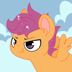 Size: 3319x3319 | Tagged: safe, artist:cutepencilcase, scootaloo, pegasus, pony, g4, :t, high res, smiling, smirk, solo