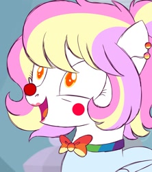 Size: 1243x1400 | Tagged: safe, artist:fuckomcfuck, edit, edited screencap, screencap, oc, oc:circus, pegasus, pony, bowtie, clown, ear piercing, earring, jewelry, lipstick, piercing, red nose, solo