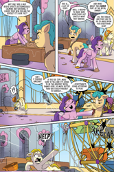 Size: 575x865 | Tagged: safe, artist:amy mebberson, idw, official comic, hitch trailblazer, pipp petals, earth pony, pegasus, pony, g5, spoiler:comic, spoiler:g5comic, spoiler:g5comic18, chaos, cornrows, cropped, ear piercing, earring, female, ferris wheel, help, jewelry, male, mare, mud, mud bath, oblivious, onomatopoeia, piercing, stallion, tempting fate, unaware, unnamed character, unnamed pony