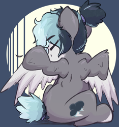 Size: 1718x1833 | Tagged: safe, artist:rhythmpixel, oc, oc only, pegasus, pony, grooming, modern art, optical illusion, pegasus oc, ponytail, preening, solo, wings