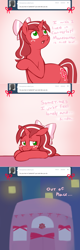 Size: 868x2725 | Tagged: safe, artist:redintravenous, oc, oc:red ribbon, pony, unicorn, ask red ribbon, bow, female, hair bow, mare, solo