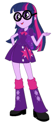 Size: 227x541 | Tagged: safe, artist:matik1982, sci-twi, twilight sparkle, equestria girls, g4, clothes, glasses, leg warmers, shirt, shoes, simple background, skirt, solo, transparent background