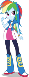 Size: 1024x2638 | Tagged: safe, artist:andrewttc, rainbow dash, equestria girls, g4, boots, clothes, denim, jacket, jeans, pants, shirt, shoes, simple background, solo, transparent background, vest