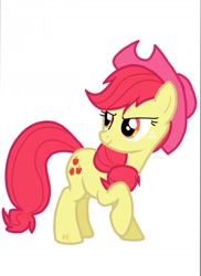 Size: 1049x1441 | Tagged: safe, artist:xinjinjumin219936282573, apple bloom, earth pony, pony, g4, applejack's hat, cowboy hat, hat, older, palette swap, raised hoof, recolor, simple background, solo, white background