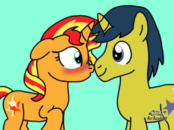 Size: 828x621 | Tagged: safe, artist:thefandomizer316, comet tail, sunset shimmer, pony, unicorn, g4, female, male, mare, ship:cometshimmer, shipping, stallion, straight