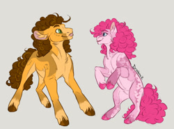 Size: 828x612 | Tagged: safe, artist:drniaraz, cheese sandwich, pinkie pie, earth pony, pony, g4, coat markings, duo, female, male, ship:cheesepie, shipping, straight