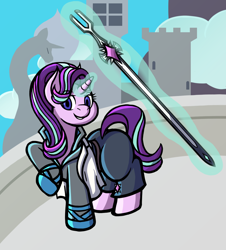 Size: 1200x1326 | Tagged: safe, artist:its-filly-silly, starlight glimmer, pony, unicorn, g4, crossover, guilty gear, ky kiske, solo, sword, weapon