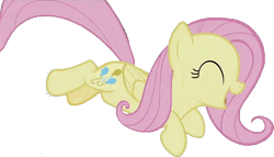 Size: 968x553 | Tagged: safe, edit, edited screencap, editor:incredibubbleirishguy, screencap, fluttershy, g4, magical mystery cure, she talks to angel, ^^, background removed, cropped, cute, cutie mark swap, eyes closed, happy, jumping, not a vector, pinkie pie's cutie mark, shyabetes, simple background, solo, transparent background