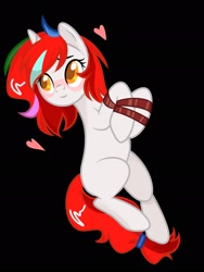 Size: 1440x1920 | Tagged: artist needed, source needed, safe, oc, oc only, oc:shallow light, pony, unicorn, black background, bondage, simple background, smiling, solo