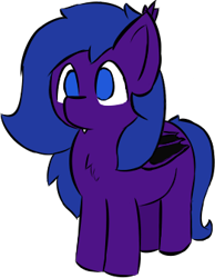 Size: 261x337 | Tagged: safe, artist:chinezkitty, oc, oc only, oc:sophiabatty, bat pony, chest fluff, ear tufts, looking at you, simple background, solo, standing, transparent background