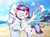 Size: 2556x1892 | Tagged: safe, alternate version, artist:vinilyart, zipp storm, pegasus, pony, g5, hot day huh?, my little pony: tell your tale, spoiler:g5, spoiler:my little pony: tell your tale, spoiler:tyts01e57, adorazipp, alternate hairstyle, beach, beach ball, bipedal, colored wings, colored wingtips, cute, female, feminism, high res, jewelry, leg hold, mare, multicolored wings, ocean, one eye closed, pendant, smiling, solo, spread wings, surfboard, unshorn fetlocks, water, wet, wet mane, wings, wink