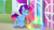 Size: 3072x1727 | Tagged: safe, screencap, madame taffytail, misty brightdawn, pony, unicorn, g5, misty moves in, my little pony: tell your tale, spoiler:g5, spoiler:my little pony: tell your tale, spoiler:tyts01e65, crystal brighthouse, eyebrows, female, grin, magic, mare, raised eyebrow, rebirth misty, smiling, solo, sweat, sweatdrop, telekinesis