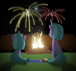 Size: 1408x1317 | Tagged: safe, artist:equestriaexploration, periwinkle pi, shiny sparks, alicorn, pony, unicorn, g5, alicornified, fire, fireworks, race swap, sparksicorn