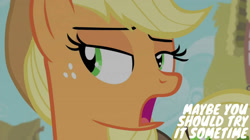 Size: 2000x1123 | Tagged: safe, edit, edited screencap, editor:quoterific, screencap, applejack, g4, my little pony: friendship is magic, simple ways, solo