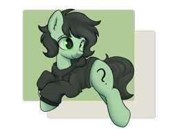 Size: 4000x3000 | Tagged: safe, artist:dumbwoofer, oc, oc:filly anon, earth pony, pony, clothes, ear fluff, female, filly, foal, hoodie, lying down, prone, simple background, smiling, solo, transparent background