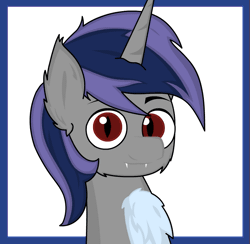 Size: 855x835 | Tagged: safe, artist:vilord, oc, oc only, oc:dreaming star, bat pony, bat pony unicorn, hybrid, pony, unicorn, animated, chest fluff, cute, ear fluff, fangs, gif, heart, horn, loop, male, male oc, one eye closed, red eyes, simple background, solo, stallion, tongue out, white background, wink