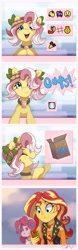 Size: 1700x5453 | Tagged: safe, artist:swasfews, pinkie pie, sunset shimmer, vignette valencia, earth pony, human, pony, equestria girls, g4, comic, earth pony vignette valencia, emoji, equestria girls ponified, food, geode of empathy, magical geodes, oats, phone, ponified, sunset wants her old digestive system back, want