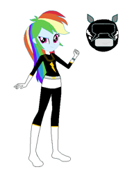 Size: 478x629 | Tagged: safe, color edit, edit, rainbow dash, equestria girls, g4, black ranger, boots, colored, eqg promo pose set, helmet, power rangers, shoes, simple background, solo, white background