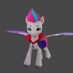 Size: 1920x1920 | Tagged: safe, artist:anthonystt, zipp storm, pegasus, pony, g5, 3d, blender, coat markings, cute, female, gray background, mare, simple background, solo, spread wings, wings
