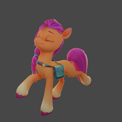Size: 1920x1920 | Tagged: safe, artist:anthonystt, sunny starscout, earth pony, pony, g5, 3d, augmented, bag, blender, cute, eyes closed, female, gray background, simple background, solo, wings
