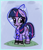 Size: 1700x2000 | Tagged: safe, artist:scandianon, twilight sparkle, pony, unicorn, g4, clothes, cloud, cute, female, looking at you, mare, outdoors, passepartout, poncho, rain, rain poncho, raincoat, shoes, smiling, smiling at you, solo, unicorn twilight