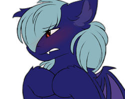 Size: 2012x1600 | Tagged: safe, artist:snowstormbat, oc, oc only, oc:stellar light, bat pony, blushing, fangs, simple background, solo, transparent background