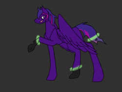 Size: 1024x768 | Tagged: safe, artist:nightshadetheranger, oc, oc only, oc:smooth sailing, changeling, pegasus, pony, disguise, disguised changeling, gray background, male, simple background, solo, stallion