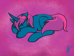 Size: 736x552 | Tagged: safe, artist:nightshadetheranger, oc, oc only, oc:touchpad criticheart, pony, unicorn, male, sleeping, solo, stallion