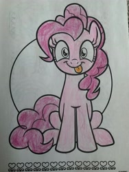 Size: 4032x3024 | Tagged: safe, artist:snakebit3443, pinkie pie, earth pony, pony, g4, coloring book, female, pinkie being pinkie, silly, solo, tongue out, traditional art