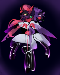 Size: 3712x4639 | Tagged: safe, artist:minty--fresh, oc, oc only, oc:pepper fresh, oc:shade, changeling, clothes, cosplay, costume, ear piercing, earring, flower, gloves, jewelry, latex, latex gloves, latex socks, piercing, pink changeling, pokémon, purple changeling, rose, socks, team rocket