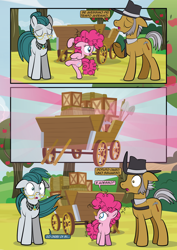 Size: 1920x2715 | Tagged: safe, artist:alexdti, cloudy quartz, igneous rock pie, pinkie pie, earth pony, pony, comic:how we met (italian), g4, dialogue, female, filly, filly pinkie pie, foal, italian, male, speech bubble, younger