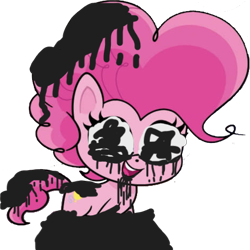 Size: 467x467 | Tagged: safe, artist:terrebonnerobbi, edit, pinkie pie, earth pony, pony, g4, g4.5, my little pony: pony life, 1000 hours in ms paint, pibby, simple background, solo, transparent background, zalgo, zalgo pie