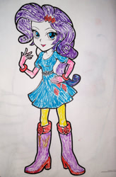Size: 800x1217 | Tagged: safe, artist:aquilateagle, rarity, equestria girls, g4, belt, boots, clothes, high heel boots, shirt, shoes, skirt, solo, traditional art